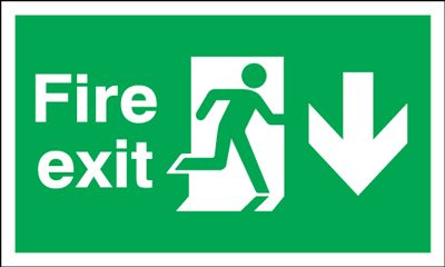 150x450mm Fire Exit (symbol) Arrow Down - Blitz Media