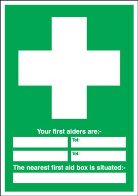 First Aiders Are First Aid Box Situated Safety Sign Blitz Media