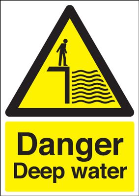 Danger Deep Water Hazard Safety Sign - Portrait - Blitz Media