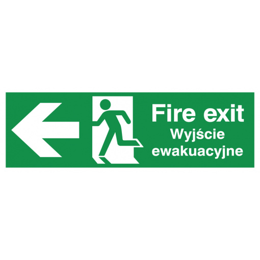 English/Polish Fire Exit (Symbol) Arrow Left Safety Sign