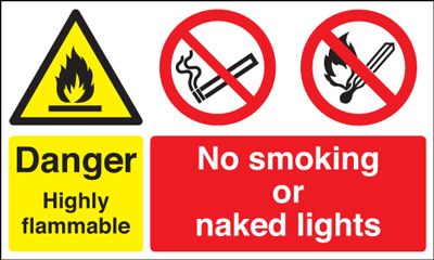 Highly Flammable Naked Lights Safety Sign Landscape Blitz Media