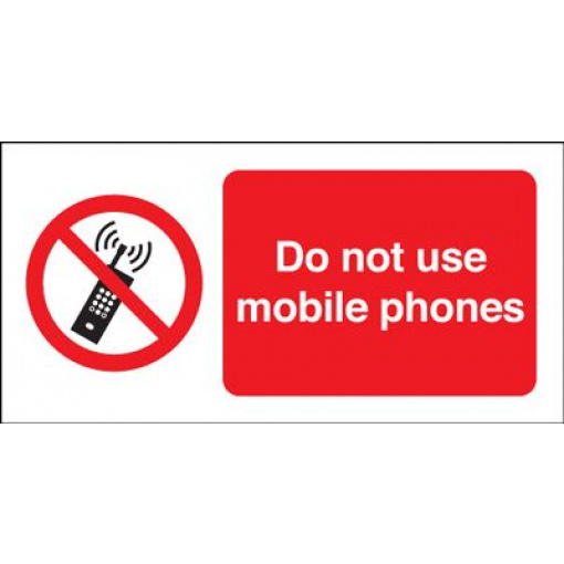 Do Not Use Mobile Phones Prohibition Safety Sign - Landscape
